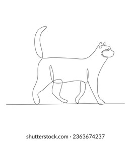Dibujo de arte vectorial de contorno de un gato de línea continua 
