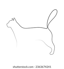 Continuous One line cat outline vector art drawing 