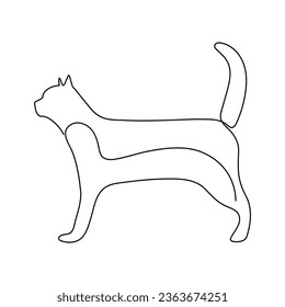 Dibujo de arte vectorial de contorno de un gato de línea continua 