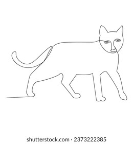 Continuous one line cat  outline vector art hand drawing