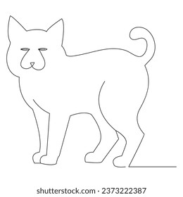 Continuous one line cat  outline vector art hand drawing