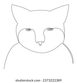 Continuous one line cat  outline vector art hand drawing