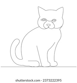 Continuous one line cat  outline vector art hand drawing
