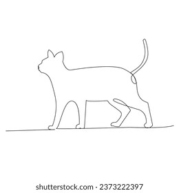 Continuous one line cat  outline vector art hand drawing