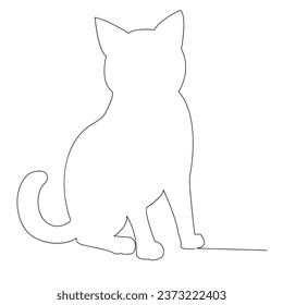 Continuous one line cat  outline vector art hand drawing