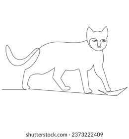 Dibujo de mano vectorial en el contorno continuo de un gato de una línea