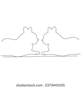 Continuous one line cat  outline vector art hand drawing