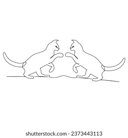 Continuous one line cat  outline vector art hand drawing