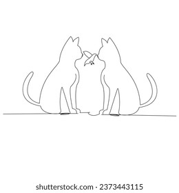 Continuous one line cat  outline vector art hand drawing