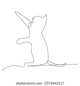 Continuous one line cat  outline vector art hand drawing