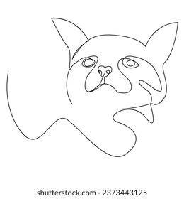 Continuous one line cat  outline vector art hand drawing