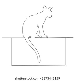 Dibujo de mano vectorial en el contorno continuo de un gato de una línea