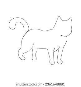 Continuous one line cat pet drawing out line vector illustration design