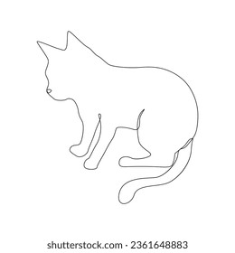 Continuous one line cat pet drawing out line vector illustration design