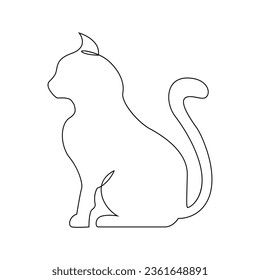 Continuous one line cat pet drawing out line vector illustration design