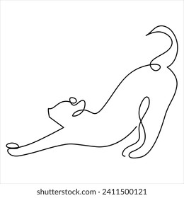 
Continuous one line cat pet drawing out line vector illustration design
