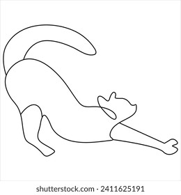 Continuous one line cat pet drawing out line vector illustration design