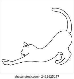 Kontinuierliches Ein-zeiliges Katzen-Tier, das Linien-Vektorgrafik-Design zeichnet