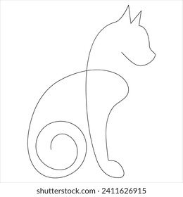 Continuous one line cat pet drawing out line vector illustration design