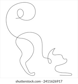 Diseño de ilustración de vector de línea de dibujo de mascota de un gato de línea continua