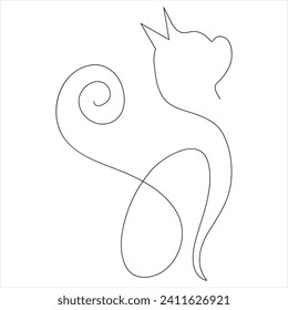 Continuous one line cat pet drawing out line vector illustration design