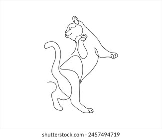 Continuous one line cat pet drawing out line vector illustration desig