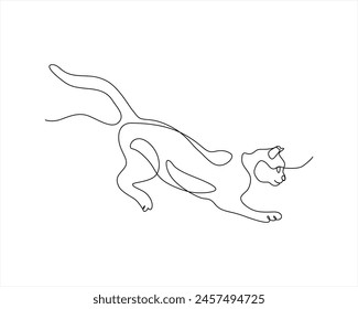 Continuous one line cat pet drawing out line vector illustration desig