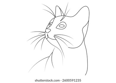 Continuous one line cat pet art outline vector illustration design

