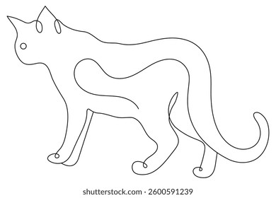 Continuous one line cat pet art outline vector illustration design

