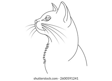 Continuous one line cat pet art outline vector illustration design

