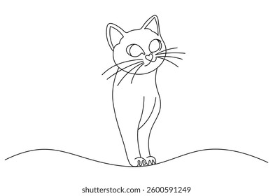 Continuous one line cat pet art outline vector illustration design

