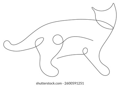 Continuous one line cat pet art outline vector illustration design

