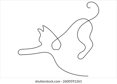 Continuous one line cat pet art outline vector illustration design

