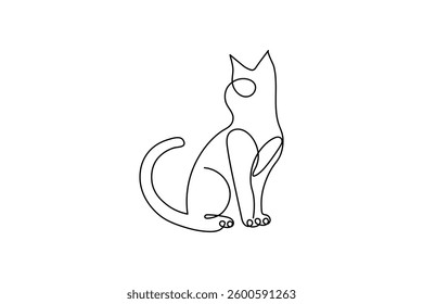 Continuous one line cat pet art outline vector illustration design

