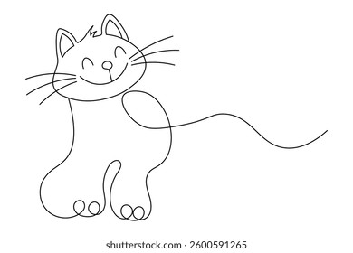 Continuous one line cat pet art outline vector illustration design

