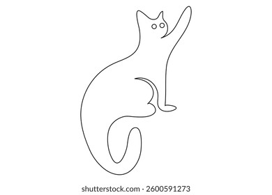 Continuous one line cat pet art outline vector illustration design

