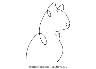 Continuous one line cat pet art outline vector illustration design

