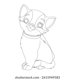 Continuous one line cat pet drawing out line vector illustration design. Cat One Line Vector. Continuous one single minimal line drawing kitten. White background. Continuous cat tattoo design.