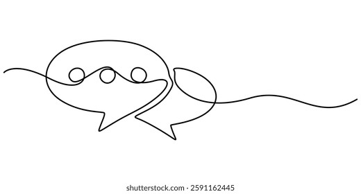 Continuous one line of chat bubble icons. One line drawing of conversation dialogue bubbles. Chat icons for comics, story books and others. Vector illustration, Speech bubble continuous one line style