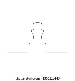 Continuous one line chess piece or chessman, Pawn. Vector stock illustration.