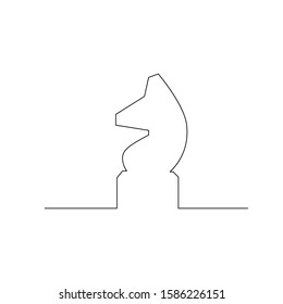 Pieza de ajedrez continua de una línea o ajedrez, caballero o caballo. Ilustración de material vectorial.