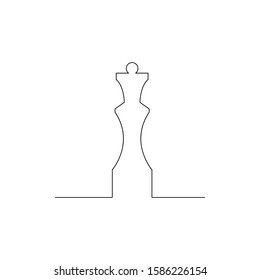 Continuous one line chess piece or chessman, Queen. Vector stock illustration.