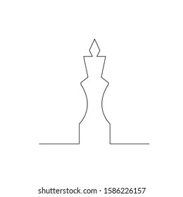 Continuous one line chess piece or chessman, King. Vector stock illustration.