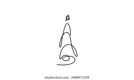 Continuous one line Christmas tree.Hand drawn Christmas tree isolated on white background. Linear style.