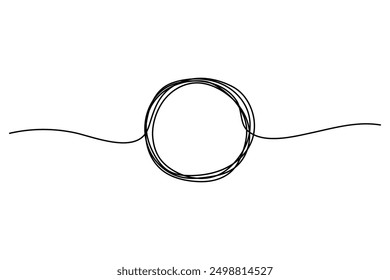Continuous one line circle stroke icon stretch one shape vector .Zen drawn abstract round. Balance of thoughts, peace concept. Business, coaching, training.