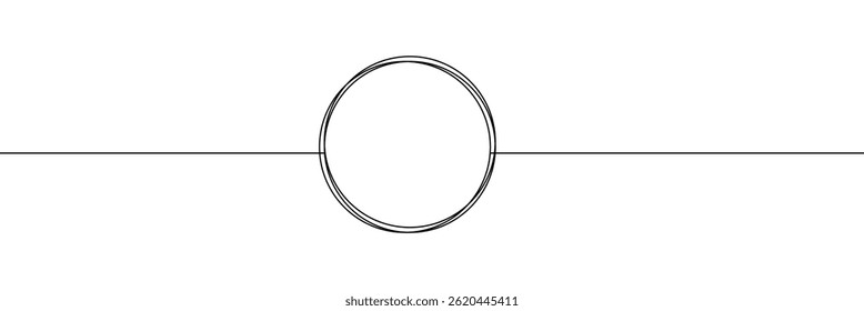 Trazo de círculo continuo de una línea, marco de círculo dibujado a mano sobre fondo blanco. una Ilustración vectorial de dibujo de línea, dibujo continuo de una línea de círculo negro garabato. Esquema de croquis de marco redondo.