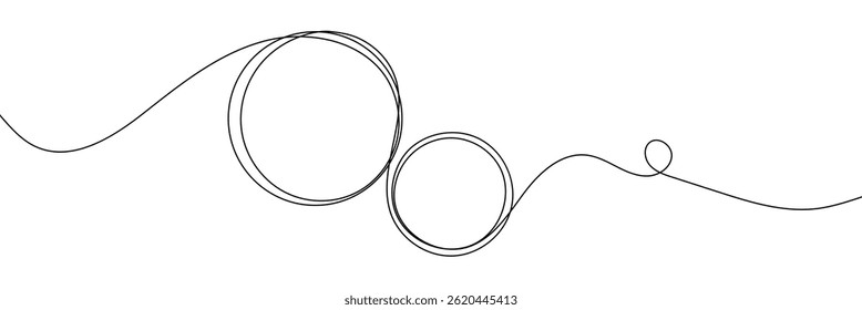 Continuous one line circle stroke, Hand drawn circle frame on white background. one line drawing vector illustration, Continuous one line drawing of scribble black circle. Round frame sketch outline.