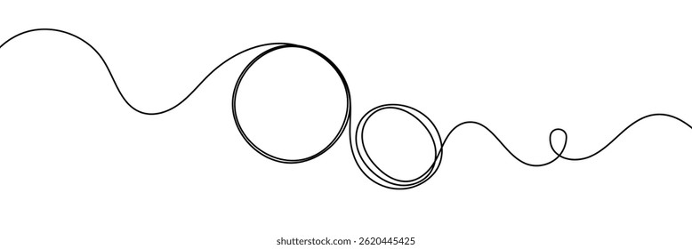 Traçado contínuo de um círculo de linha, quadro de círculo desenhado à mão em plano de fundo branco. ilustração vetorial de desenho de uma linha, desenho contínuo de uma linha de círculo preto rabiscado. Contorno de esboço de quadro redondo.