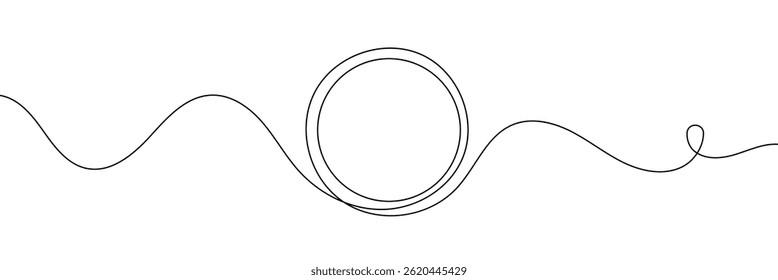 Continuous one line circle stroke, Hand drawn circle frame on white background. one line drawing vector illustration, Continuous one line drawing of scribble black circle. Round frame sketch outline.