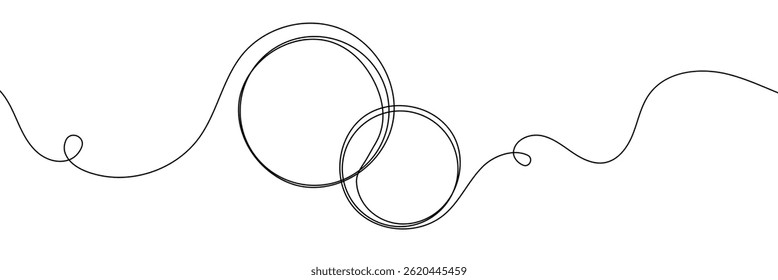Continuous one line circle stroke, Hand drawn circle frame on white background. one line drawing vector illustration, Continuous one line drawing of scribble black circle. Round frame sketch outline.